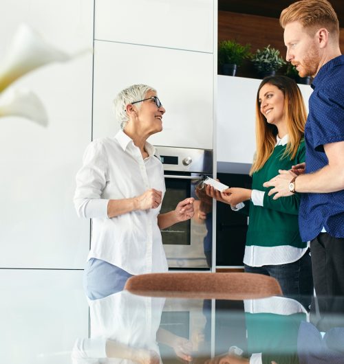 Couple shopping for a new kitchen in showroom